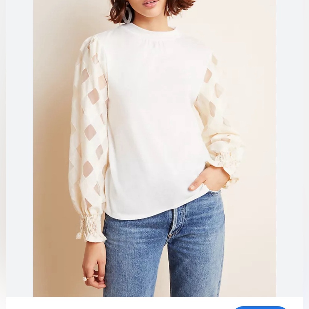 Anthropologie NWT size small - white and cream top